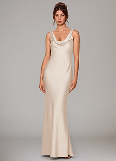Azazie Rylina Bridesmaid Dresses White Alabaster Mermaid Stretch Satin Dress image1