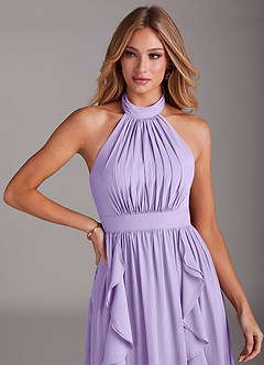 Azazie Avary Bridesmaid Dresses Lilac A-Line Pleated Chiffon Dress image6