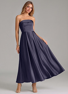 Azazie Lucienne Bridesmaid Dresses Stormy A-Line Pleated Stretch Satin Dress image7