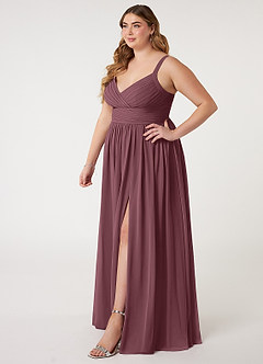 Azazie Chanel Bridesmaid Dresses Sangria A-Line Pleated Chiffon Dress image10