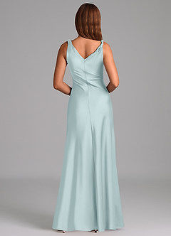 Azazie Nerine Bridesmaid Dresses Mist A-Line Pleated Stretch Satin Dress image5