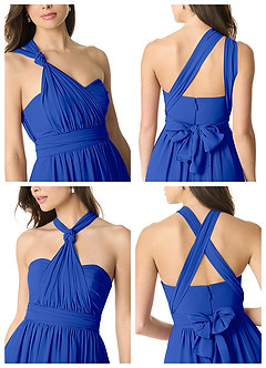 Azazie Olani Abiti da Damigella Abito Convertibile A-Line in Chiffon a Spalla Scoperta Blu Reale image7