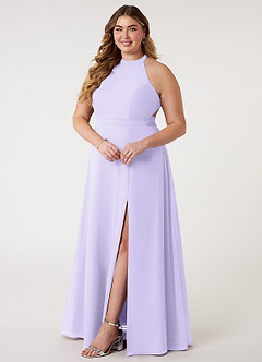 Azazie Clarice Abiti da Damigella Abito A-Line in Chiffon con Scollo Halter Lilla image4