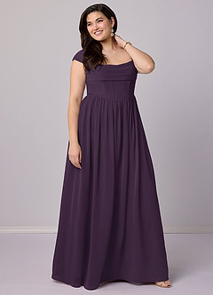 Barbie ♥ Azazie Bridesmaid Dresses Plum A-Line Corset Chiffon Dress image11