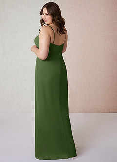 Azazie Tayla Bridesmaid Dresses Olive Sheath Square Neckline Chiffon Dress image9