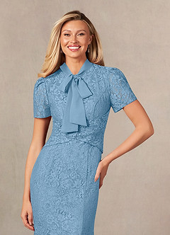 Azazie Carleannia Mother of the Bride Dresses Steel Blue Mermaid Lace Chiffon Dress image5