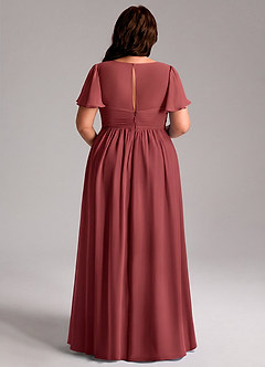 Azazie Verna Maternity Bridesmaid Dresses A-Line V-Neck Ruched Chiffon Floor-Length Dress image12