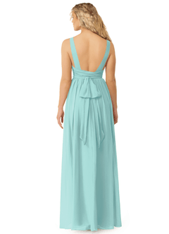 Azazie Kora Brautjungfernkleider A-Linie Plissee Chiffon Kleid Aqua image8