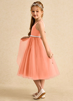 Azazie Firefly Flower Girl Dresses Sunset A-Line Bow Matte Satin Dress image4