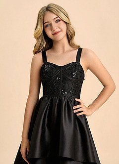 Azazie Evie Junior Formal Linia A Dekolt w kształcie serca Matowy satynowy Długość podłogi Młodsza druhna Sukienka image4