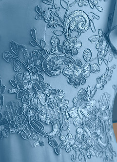 Azazie Frieda vestidos de madre de la novia Vestido Azul Acero de Gasa de Corte en A con Aplique image6