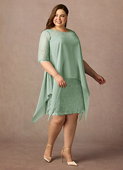 Azazie Flo Mother of the Bride Dresses Agave A-Line Lace Chiffon Dress image3