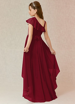 Azazie Mango Junior Burgundy A-Line Ruched Chiffon Dress image1