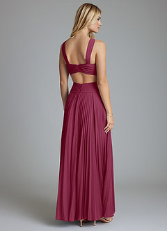 Azazie Hosanna Bridesmaid Dresses Mulberry A-Line Pleated Chiffon Dress image3