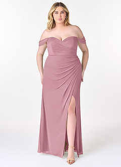 Azazie Tessa Final Sale Vintage Mauve Sheath Sweetheart Off-The-Shoulder Mesh Convertible Dress image8