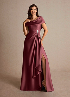 Azazie Branford Kleider für die Brautmutter A-Linie Plissee Stretch-Satin Kleid Merlot image6