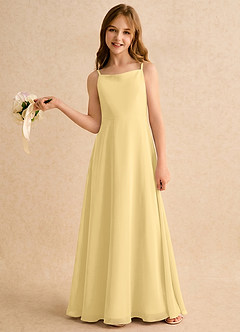 Azazie Jaella Girls Formal Abiti da Ragazza di Fiori Abito A-Line in Chiffon Plissettato Burro image2
