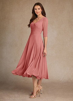 Azazie Durant Mother of the Bride Dresses Antique Rose A-Line Pleated Chiffon Dress image1