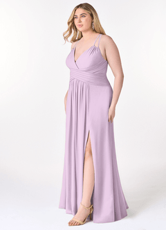 Azazie Farren Bridesmaid Dresses Frosted Lilac A-Line Pleated Chiffon Convertible Dress image12