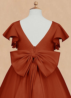 Azazie Kaeya Flower Girl Dresses Paprika A-Line Bow Tulle Dress image8