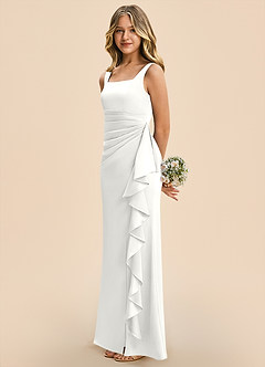 Azazie Adrienne Junior Robe Fourreau en Satin extensible Plissé Blanc image5