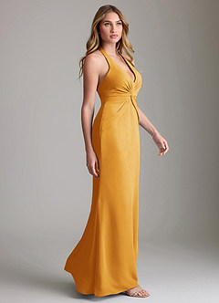 Azazie Valerie Bridesmaid Dresses Butterscotch Mermaid Pleated Chiffon Dress image4
