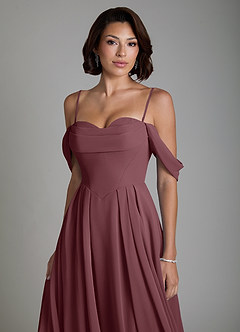 Azazie Loisa Bridesmaid Dresses Sangria A-Line Corset Chiffon Convertible Dress image3