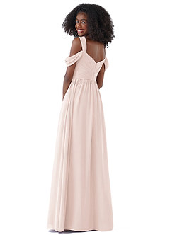 Azazie Lianne Junior Rose Petal A-Line Off the Shoulder Chiffon Dress image7
