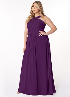 Azazie Kaleigh Bridesmaid Dresses Grape A-Line Pleated Chiffon Dress image9