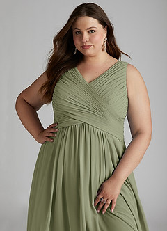 Azazie Flora Bridesmaid Dresses Pistachio A-Line Pleated Chiffon Dress image15