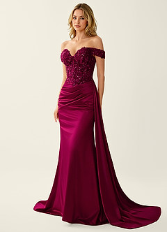 Nerine Burgundy Lace Corset Lace Up Back Mermaid Prom Dress image4