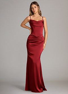 Azazie Sorrel 신부 들러리 드레스 인어 스트랩리스 스트레치 새틴 바닥 길이 드레스 image6