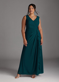 Azazie Manuella Abiti per la Madre della Sposa Abito A-Line in Chiffon con Scollo a V a Pieghe Pino image13
