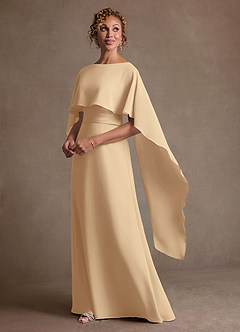 Azazie Marilla Mother of the Bride Dresses Champagne A-Line Pleated Chiffon Dress image5