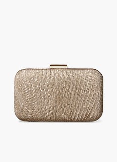 front Champagne Gloss Wrinkle Clutch Bag