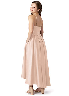 Azazie Jemima Junior A-Linie mit Taschen Stretch-Satin Kleid Zartrosa image5