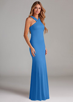 Azazie Doretta Bridesmaid Dresses Blue Jay Mermaid Pleated Chiffon Dress image4