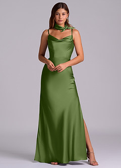 Azazie Yazmine Final Sale Juniper Mermaid Pleated Stretch Satin Dress image6