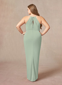 Azazie Hadid Mère de la mariée Robes Robe Fourreau en Maille Plissée Vert Sauge image8