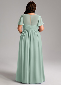 Azazie Verna Maternity Bridesmaid Dresses A-Line V-Neck Ruched Chiffon Floor-Length Dress image12