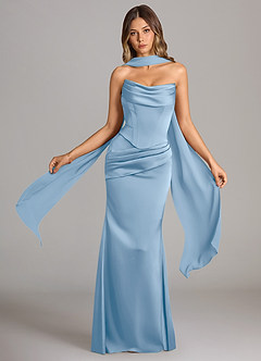 Azazie Sorrel Bridesmaid Dresses Powder Blue Mermaid Strapless Stretch Satin Convertible Dress image1