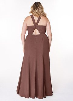 Azazie Rue Bridesmaid Dresses Espresso A-Line Halter Chiffon Dress image8