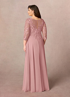 Azazie Noella Mother of the Bride Dresses Dusty Rose A-Line V-Neck Lace Chiffon Dress image11