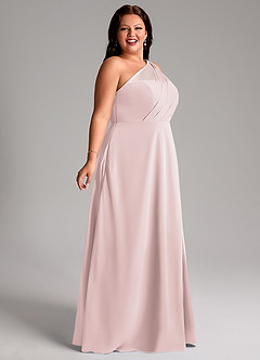 Azazie Phaedra Bridesmaid Dresses Blushing Pink A-Line One Shoulder Chiffon Dress image9