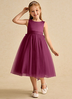 Azazie Winnie Robe Demoiselle D'honneur Fillette Robe Princesse en Tulle Arc Mûre image4