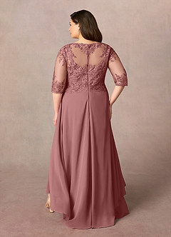 Azazie Monza Mother of the Bride Dresses Desert Rose A-Line Lace Chiffon Dress image3