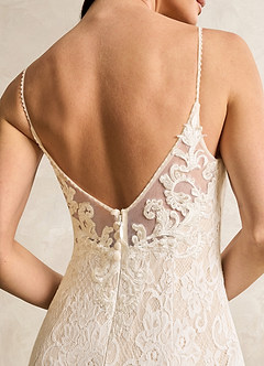 Azazie Prudence Wedding Dresses Diamond White Champagne Mermaid Sequins Tulle Dress image6