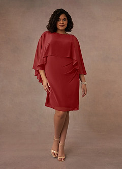 Azazie Mirra Mother of the Bride Dresses Rust Sheath Scoop Pleated Chiffon Dress image7