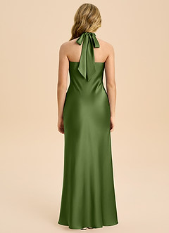 Azazie Chickie Junior Robe Fourreau en Satin extensible Plissée Genévrier image2