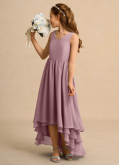 Azazie Kitten Girl Jurken voor bloemenmeisjes A-Lijn Jurk van Chiffon Stoffige Roos image5